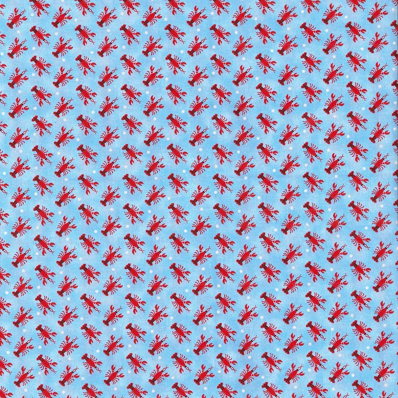 Fabric Traditions Light Blue Lobsters Cotton Fabric