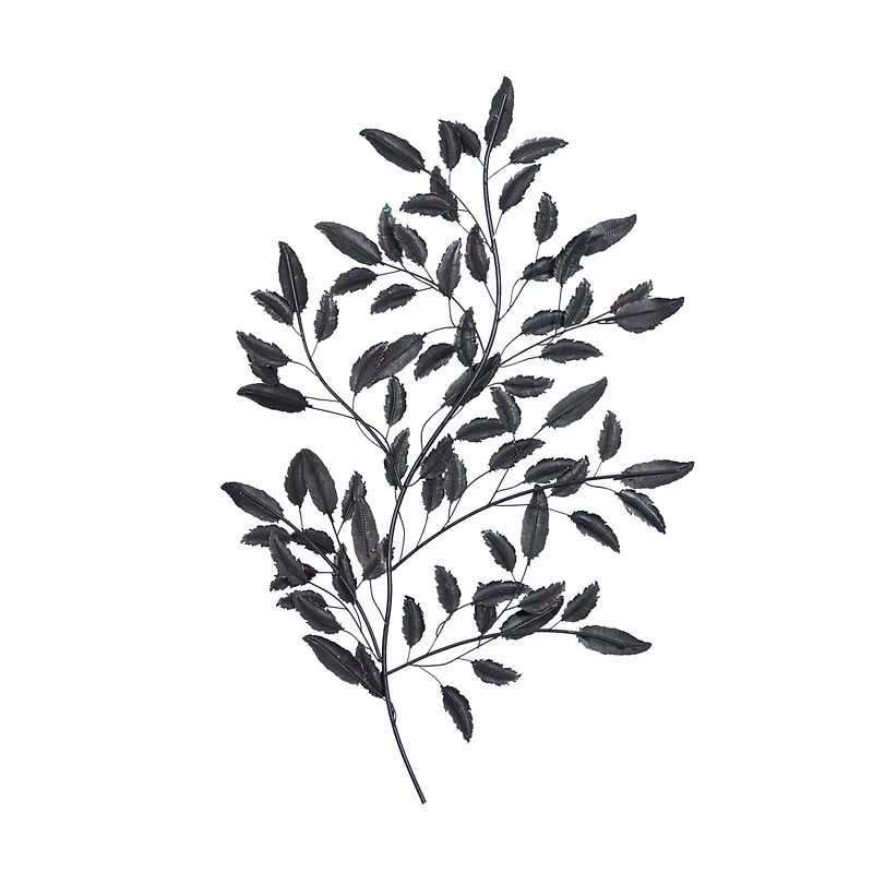 Blue Metal Leaf Traditional Wall Decor