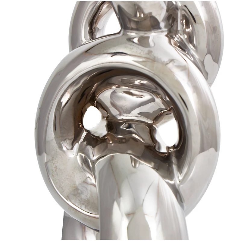 17" Silver Ceramic Abstract Stacked Chain Link Sculpture