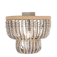 Hello Honey® Gray Wood Bead & Metal Semi-Flush Light