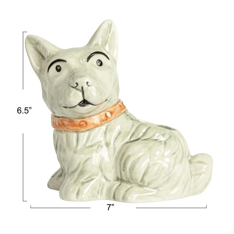 Hello Honey® 7" Scotty Dog Stoneware Planter