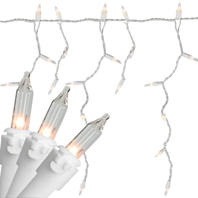 50ct. White Window Curtain Mini Christmas Icicle Lights with White Wire