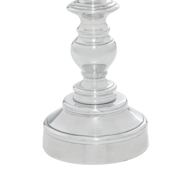 Silver Aluminum Traditional Pillar Candle Holder