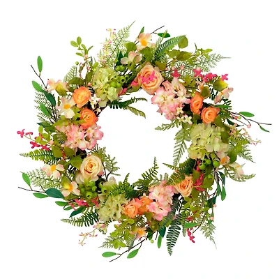 30'' Multicolored Rose Floral Bouquet Spring Wreath