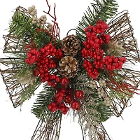 22" Red Berry & Pine Grapevine Bow by Ashland®