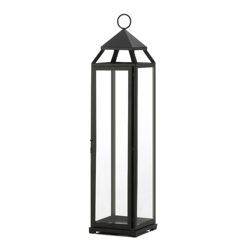 30" Black Iron & Glass Lantern