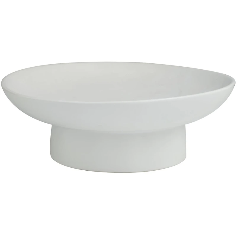 16" White Ceramic Decorative Bowl with Elevated Base