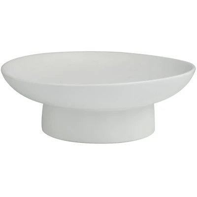 16" White Ceramic Decorative Bowl with Elevated Base