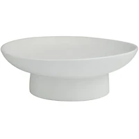 16" White Ceramic Decorative Bowl with Elevated Base