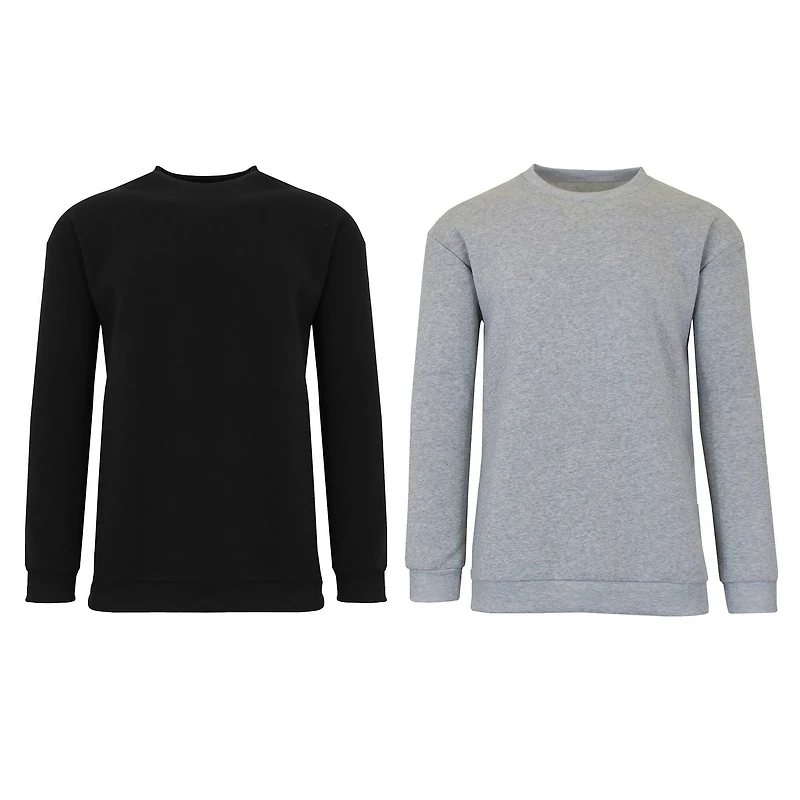 Galaxy by Harvic Fleece-Lined Men's Crew Neck Pullover Sweatshirt 2 Pack
