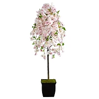 6ft. Cherry Blossom Artificial Tree in Black Metal Planter