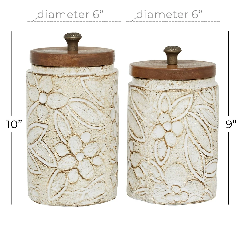 White Dolomite Farmhouse Decorative Jar Set