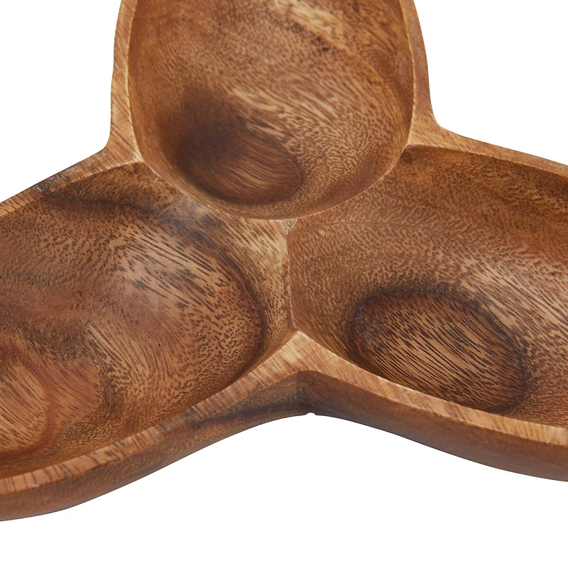 Hello Honey® Natural Modern Acacia Wood Appetizer Bowl with 3 Compartments
