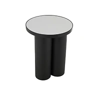 19.75" Black Metal Side End Accent Table with White Marble Tabletop