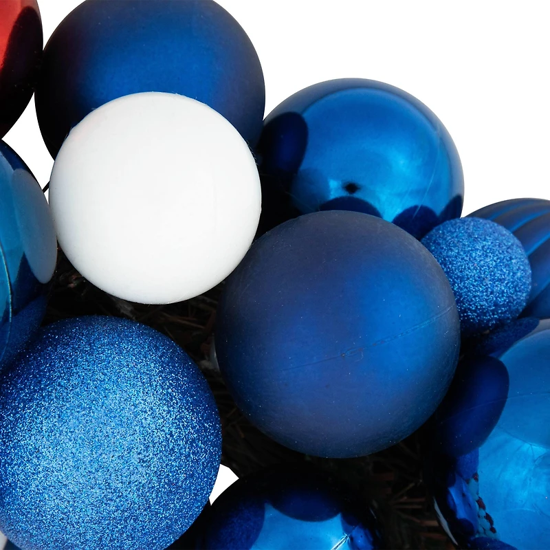 22" Red, white & Blue Glittered Patriotic Ornament Wreath