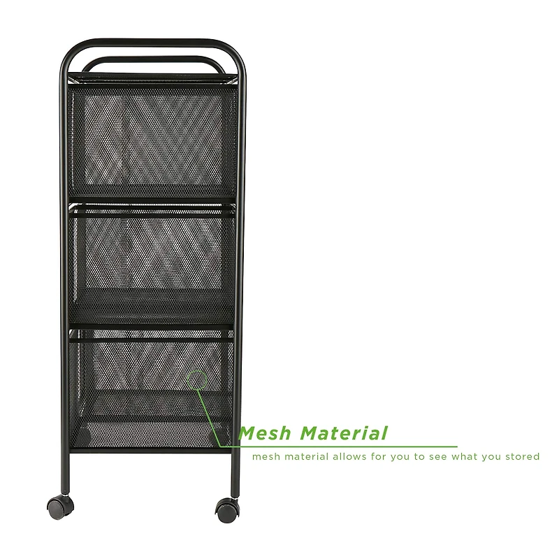 Mind Reader Black 6-Drawer Metal Rolling File Cart