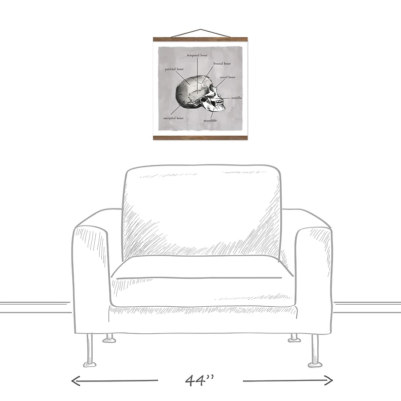 Skull Parts 16" x 16" Teak Hanging Canvas