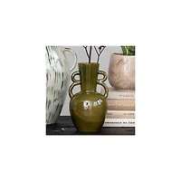 Hello Honey® 8.5" Olive Green Reactive Glaze Stoneware Vase with Handles