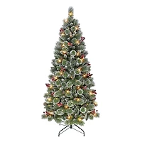 6.5ft. Pre-Lit Snowy Valley Pine Artificial Christmas Tree, Warm White LED Lights