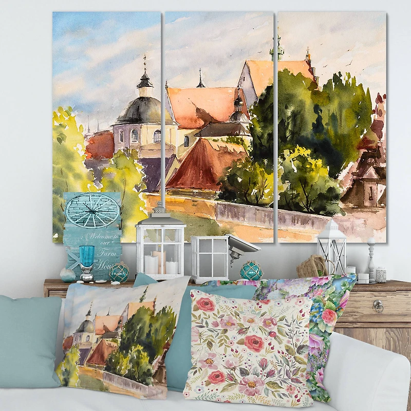 Designart - View of Old Polish City In Nature