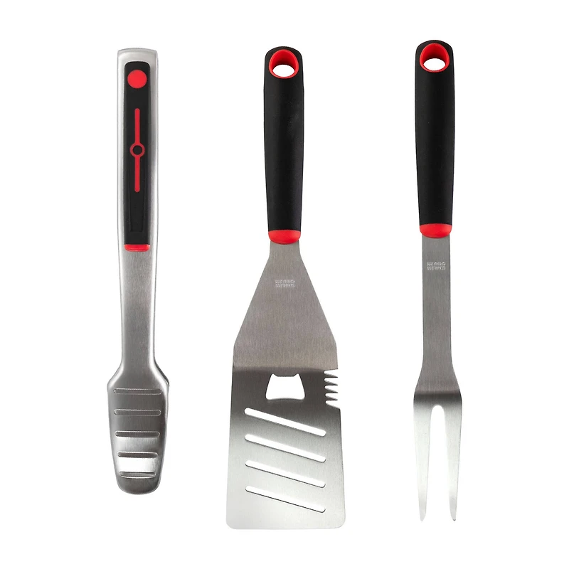 Gibson Home® Black & Red Huckleberry 3 Piece Stainless Steel BBQ Tool Set