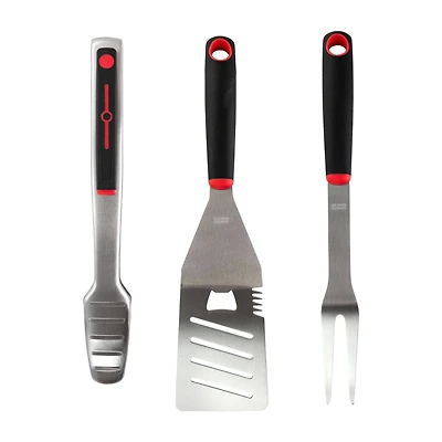 Gibson Home® Black & Red Huckleberry 3 Piece Stainless Steel BBQ Tool Set