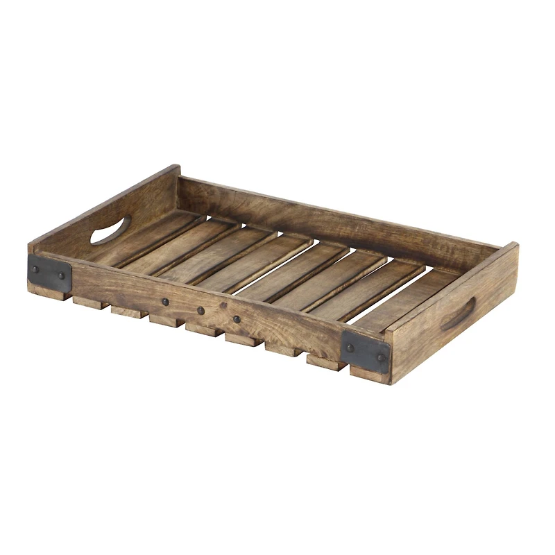 Brown Mango Wood Farmhouse Tray Set