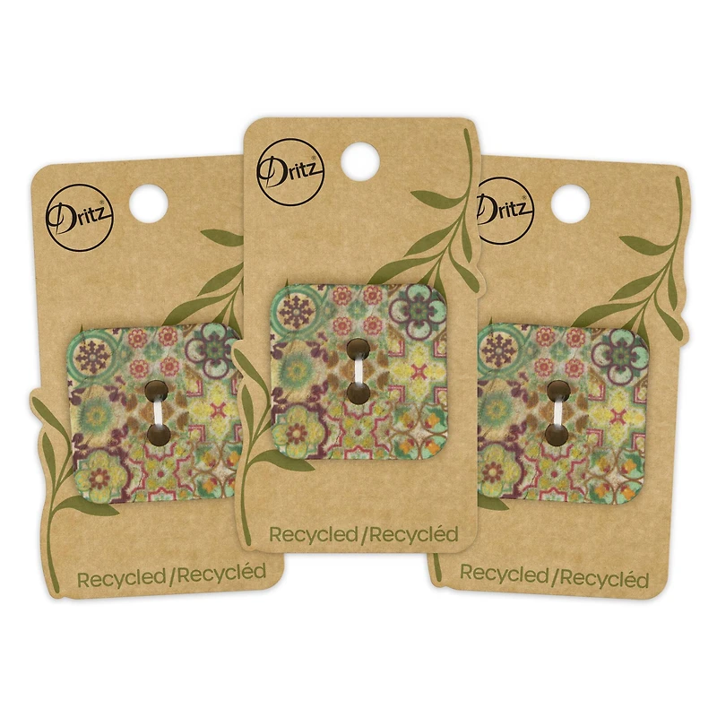 Dritz® 35mm Medium Green Sustainable Coconut Square Button, 3ct.