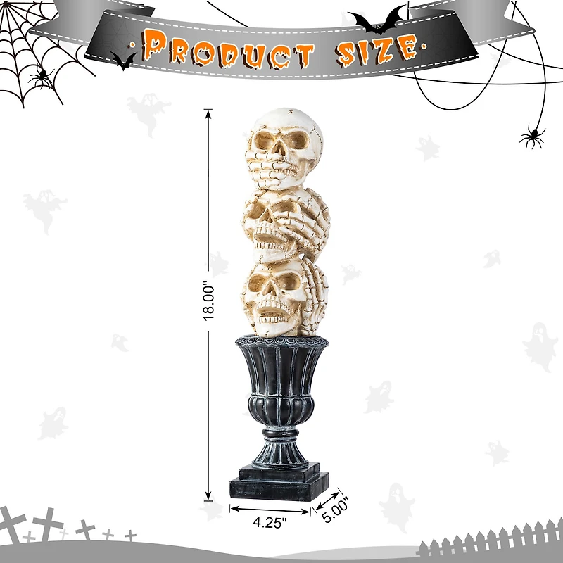 Glitzhome® 18"H Halloween Resin Stacked Skull Table Decor