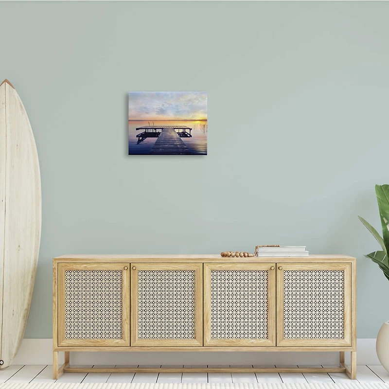 Stupell Industries Tranquil Lake Dock Sunset Nautical Summer Sanctuary Canvas Wall Art