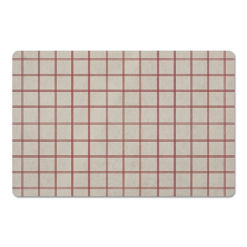 Red & Cream Check Floor Mat