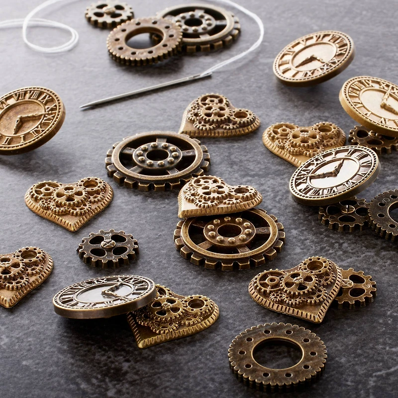 12 Pack: Steampunk Buttons Set by Loops & Threads®