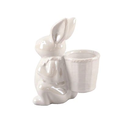 Flora Bunda® 7" Ceramic Bunny with Basket Planter