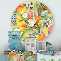 Designart - Blooming White and Orange Tulips I