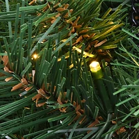 20" Tiffany Fir Hanging Basket With Warm White LED Battery Lights