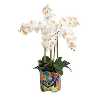 3ft. Artificial Large Orchid Arrangement in Handmade Mexican Talavera Ceramic Planter