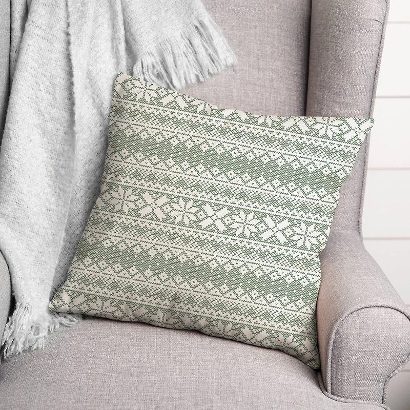Sage Sweater Pattern Throw Pillow