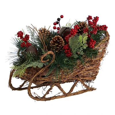 18" Sleigh Pinecones & Berries Artificial Christmas Arrangement