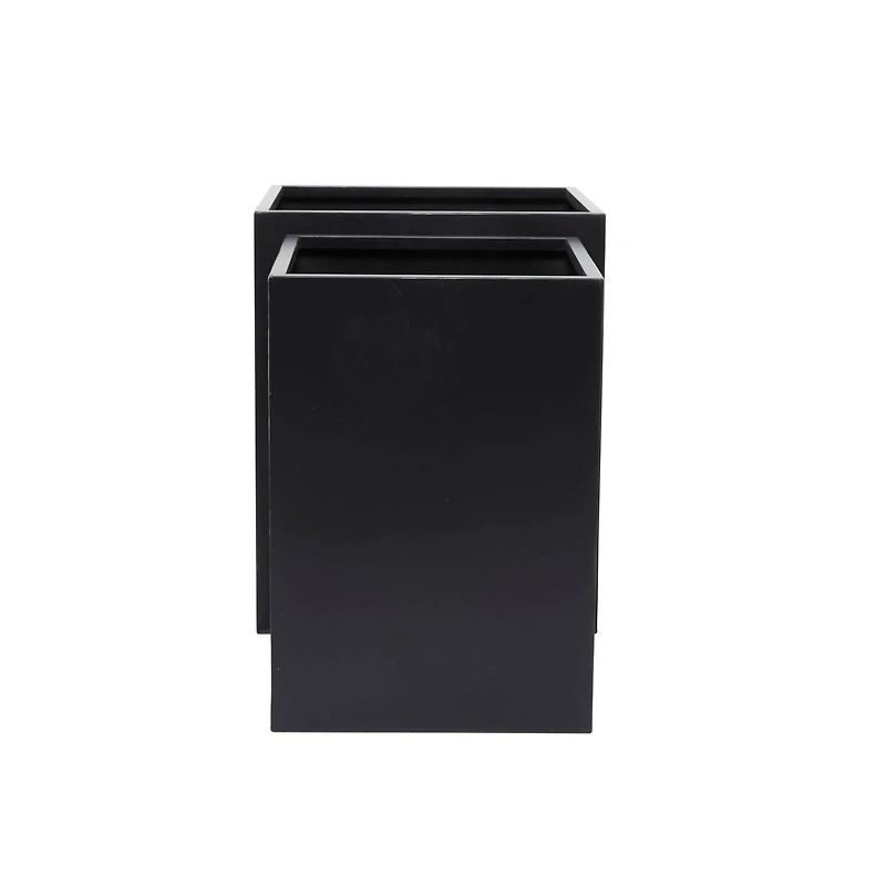 Black Modern Planter, Set of 2" 18", 14"