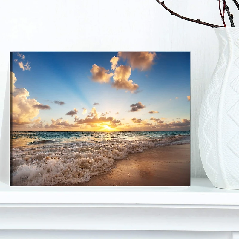 Designart - Sunrise on Beach of Caribbean Sea