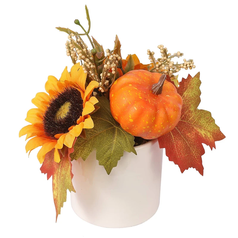 7" Orange Sunflower in Ceramic Pot by Ashland®