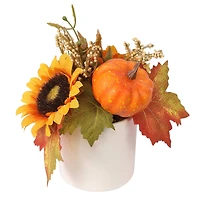 7" Orange Sunflower in Ceramic Pot by Ashland®