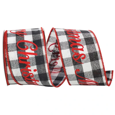 Reliant 2.5" x 10yd. Merry Christmas Plaid Wired Ribbon, 10yd.