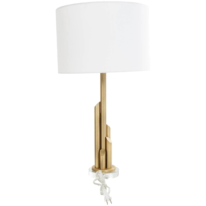 2ft. Gold Metal Abstract Tiered Pillar Accent Lamp with Glass Base