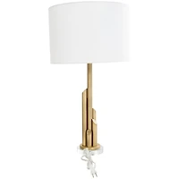 2ft. Gold Metal Abstract Tiered Pillar Accent Lamp with Glass Base