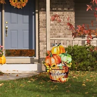 Glitzhome® 30.25" Fall Metal Pumpkins with Barrel Yard Stake