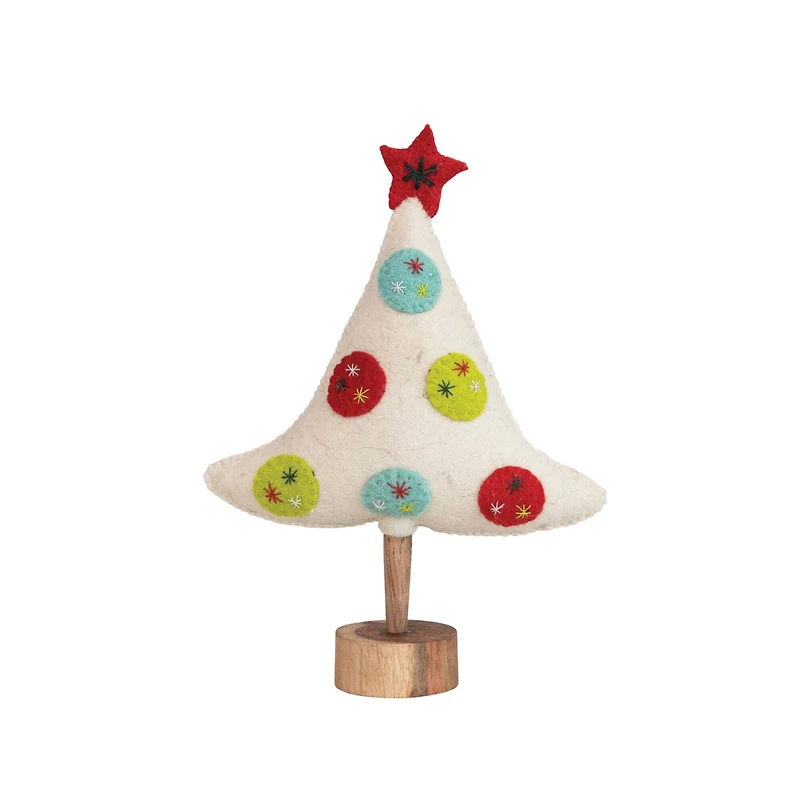 Hello Honey® 12" Handmade Embroidered Wool Felt Tree with Star