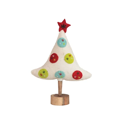 Hello Honey® 12" Handmade Embroidered Wool Felt Tree with Star
