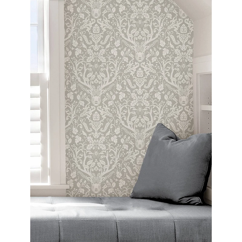 NuWallpaper Taupe Escape To The Forest Peel & Stick Wallpaper