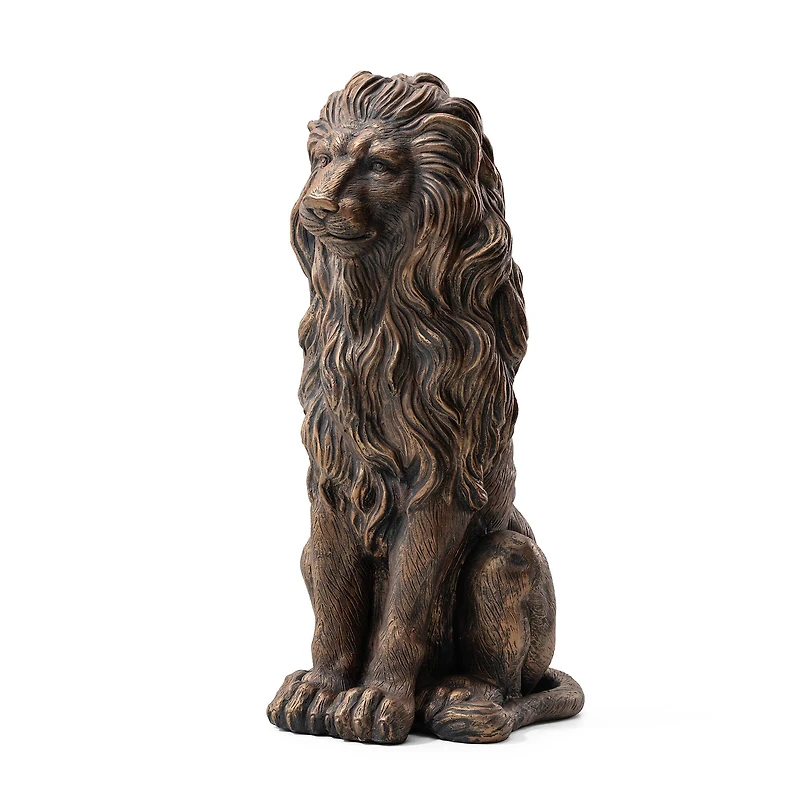 Glitzhome® 2ft. Oversized Bronze Sitting Lion Garden Statue